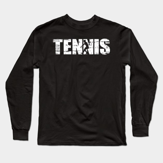 Distressed Look Tennis Gift For Tennis Players Long Sleeve T-Shirt by OceanRadar